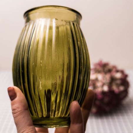 Vase en verre fumé vert