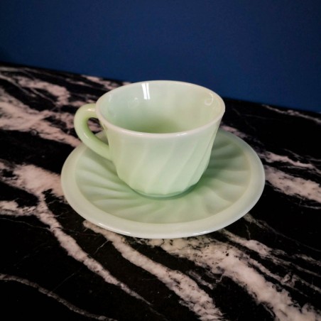 4 tasses , opaline vert mint