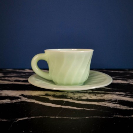 4 tasses , opaline vert mint