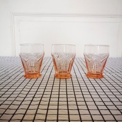 lot de 3 verres roses,...