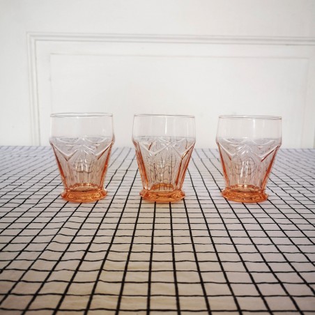 lot de 3 verres roses, design Art Déco