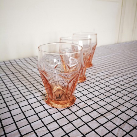 lot de 3 verres roses, design Art Déco