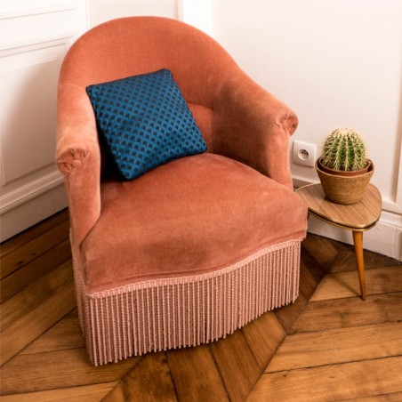 Fauteuil crapaud en velours rose