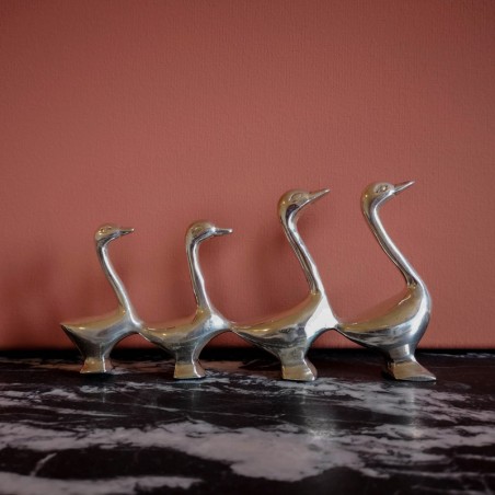 Cygnes en métal argenté