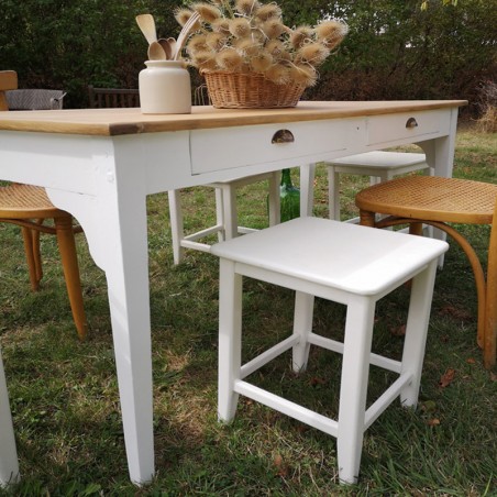 Tabouret ancien blanc