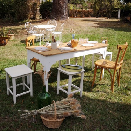 Tabouret ancien blanc