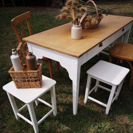 Tabouret ancien blanc